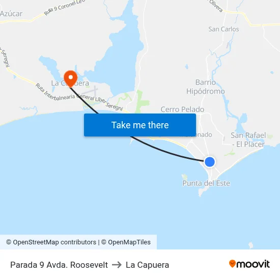 Parada 9 Avda. Roosevelt to La Capuera map