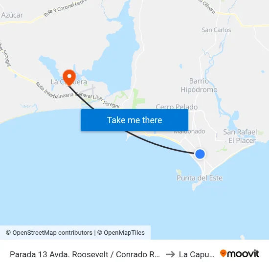 Parada 13 Avda. Roosevelt / Conrado Rontgen to La Capuera map