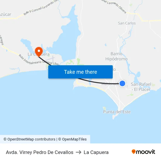 Avda. Virrey Pedro De Cevallos to La Capuera map