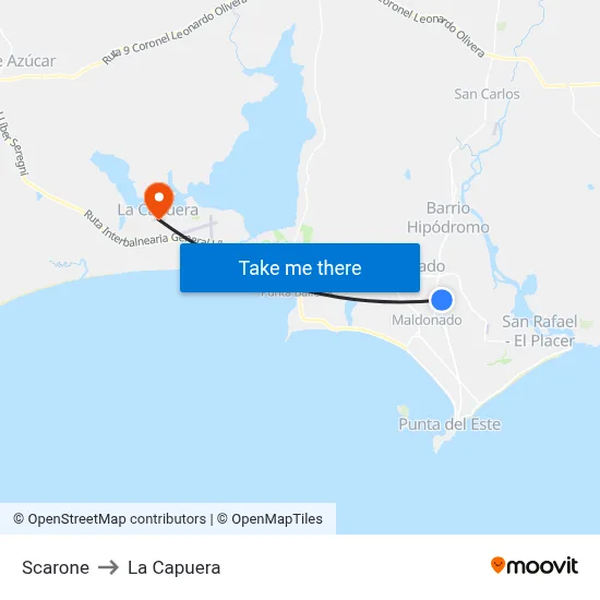 Scarone to La Capuera map