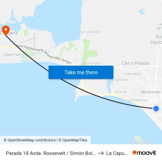 Parada 18 Avda. Roosevelt / Simón Bolívar to La Capuera map