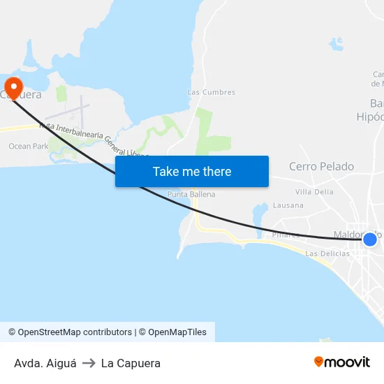 Avda. Aiguá to La Capuera map