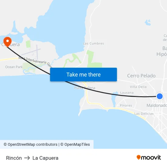 Rincón to La Capuera map