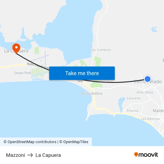 Mazzoni to La Capuera map