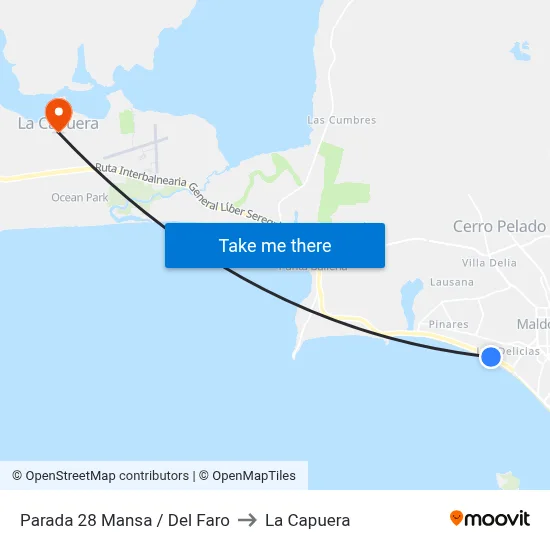 Parada 28 Mansa / Del Faro to La Capuera map