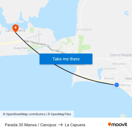 Parada 30 Mansa / Canopus to La Capuera map