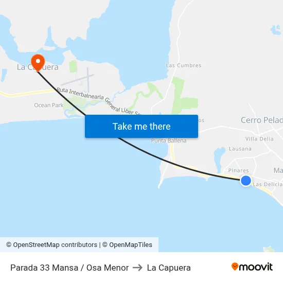 Parada 33 Mansa / Osa Menor to La Capuera map