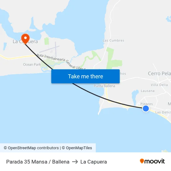 Parada 35 Mansa / Ballena to La Capuera map