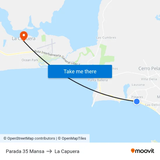 Parada 35 Mansa to La Capuera map