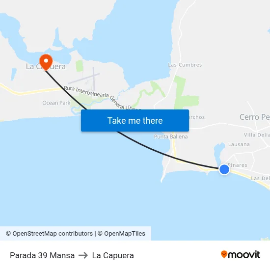 Parada 39 Mansa to La Capuera map