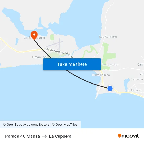 Parada 46 Mansa to La Capuera map