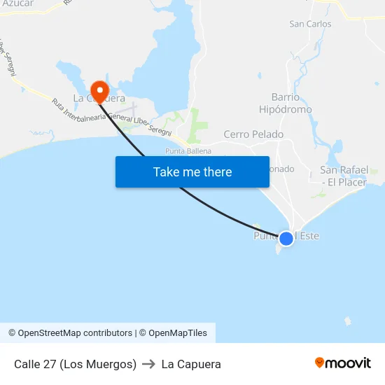 Calle 27 (Los Muergos) to La Capuera map
