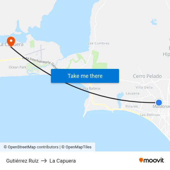 Gutiérrez Ruiz to La Capuera map
