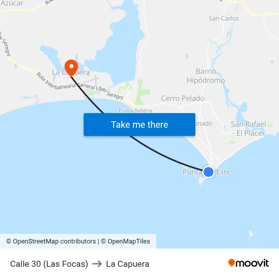 Calle 30 (Las Focas) to La Capuera map