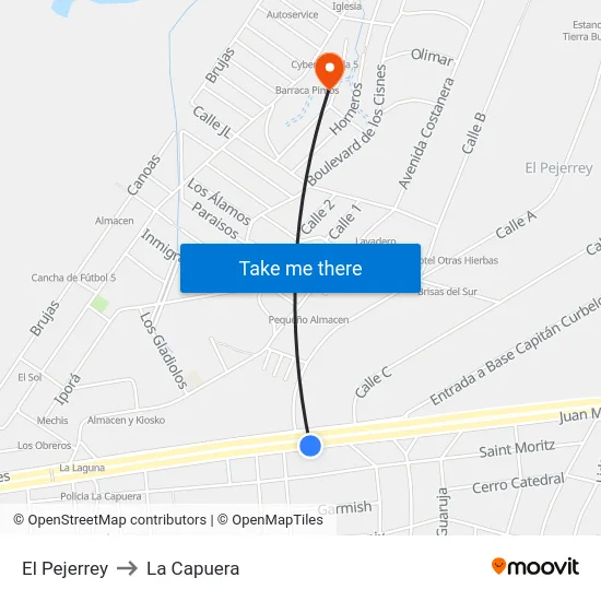 El Pejerrey to La Capuera map