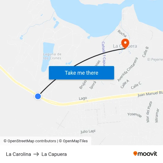 La Carolina to La Capuera map