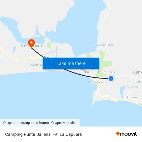Camping Punta Ballena to La Capuera map