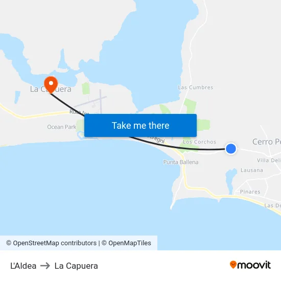 L'Aldea to La Capuera map