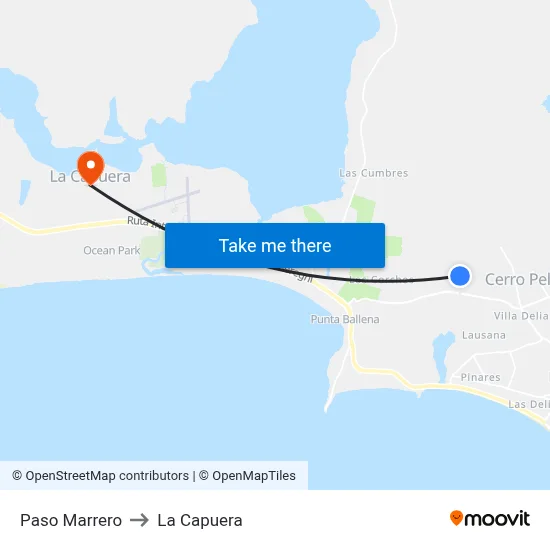 Paso Marrero to La Capuera map