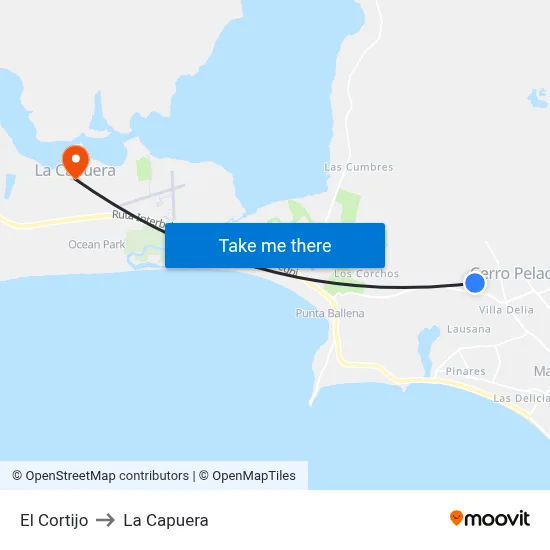 El Cortijo to La Capuera map