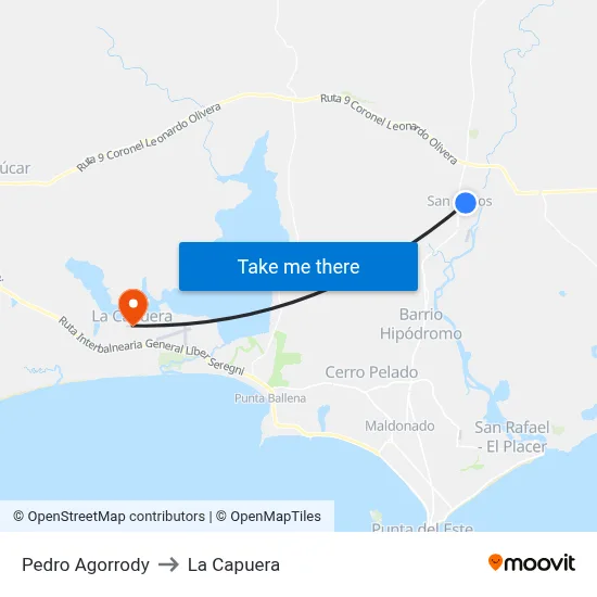 Pedro Agorrody to La Capuera map
