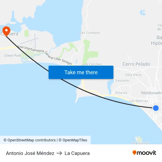 Antonio José Méndez to La Capuera map