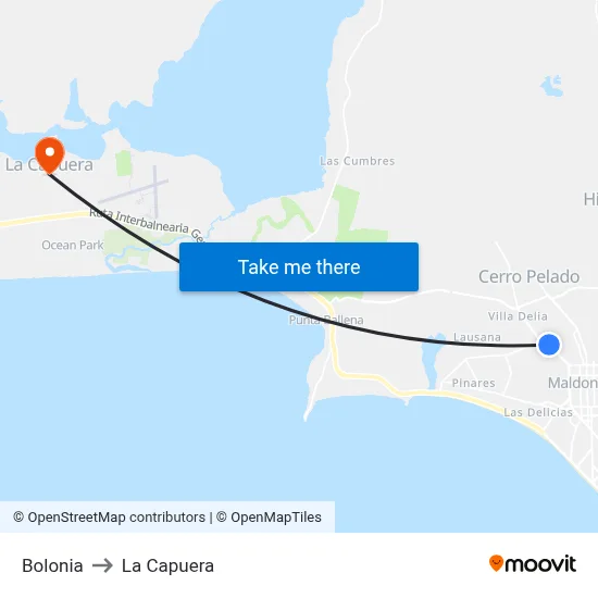 Bolonia to La Capuera map