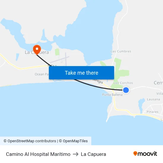 Camino Al Hospital Marítimo to La Capuera map
