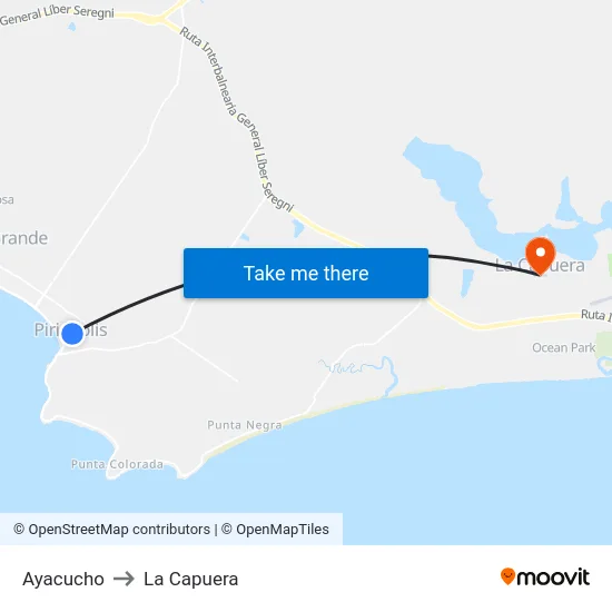 Ayacucho to La Capuera map