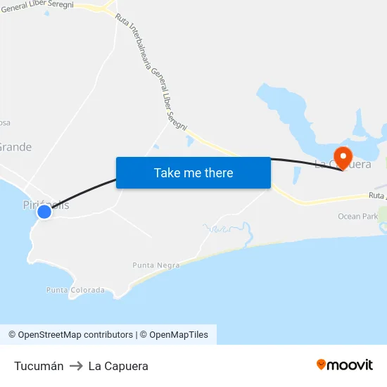 Tucumán to La Capuera map