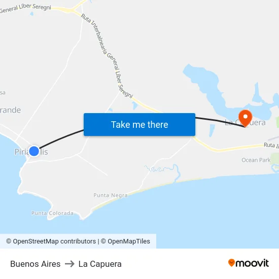 Buenos Aires to La Capuera map