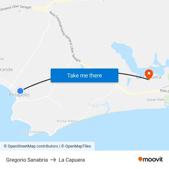 Gregorio Sanabria to La Capuera map