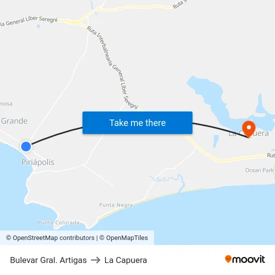 Bulevar Gral. Artigas to La Capuera map