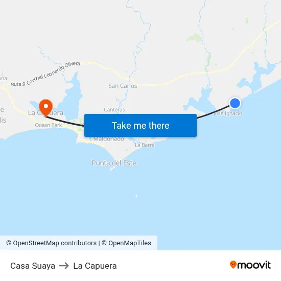 Casa Suaya to La Capuera map