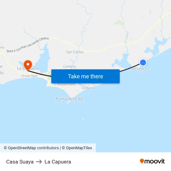 Casa Suaya to La Capuera map