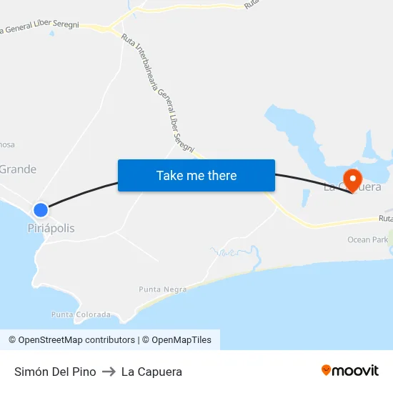 Simón Del Pino to La Capuera map