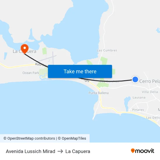 Avenida Lussich Mirad to La Capuera map