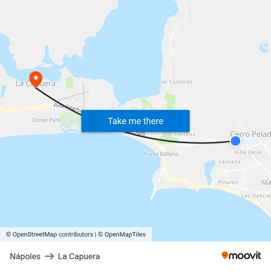 Nápoles to La Capuera map