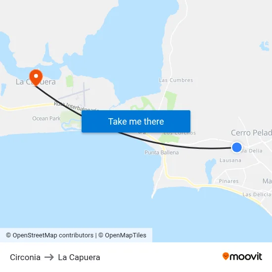 Circonia to La Capuera map