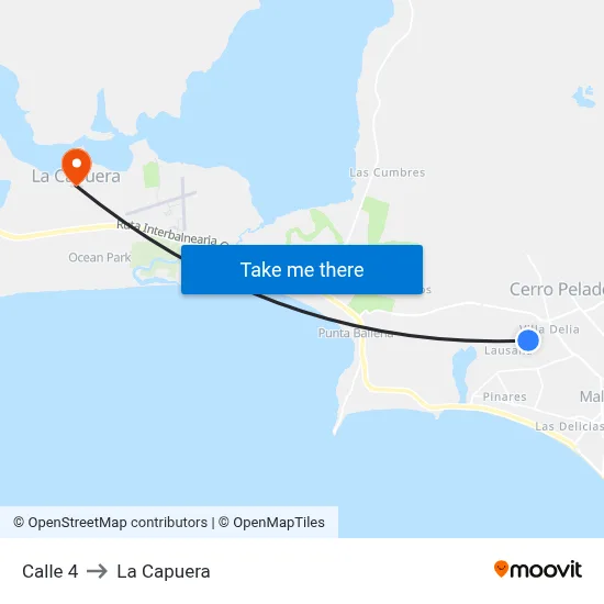 Calle 4 to La Capuera map