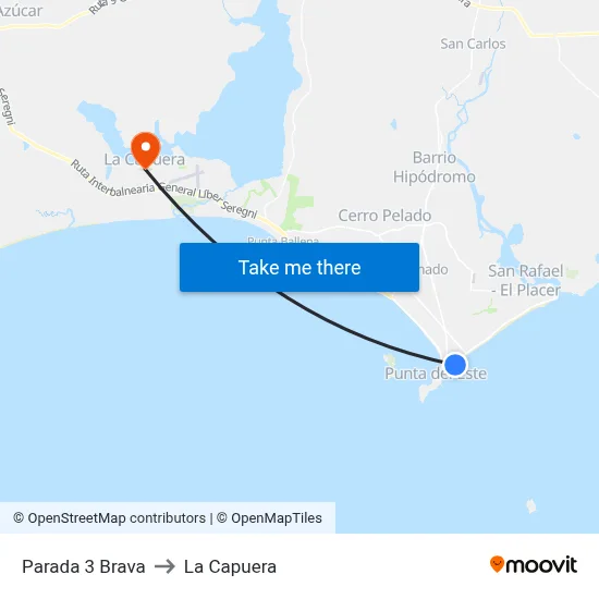 Parada 3 Brava to La Capuera map