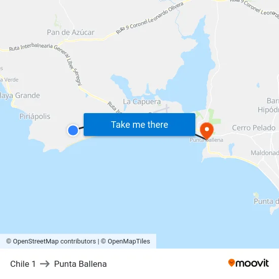 Chile 1 to Punta Ballena map