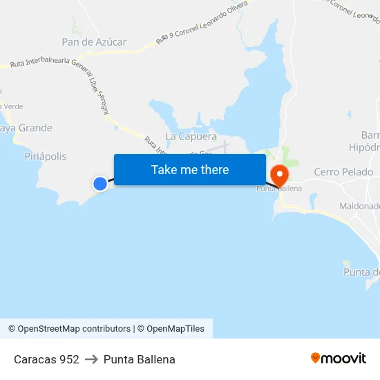 Caracas 952 to Punta Ballena map
