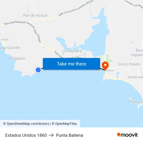Estados Unidos 1860 to Punta Ballena map