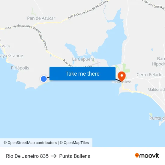 Rio De Janeiro 835 to Punta Ballena map