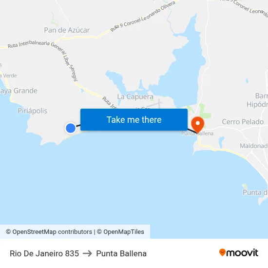 Rio De Janeiro 835 to Punta Ballena map