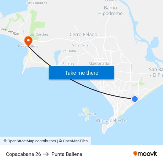 Copacabana 26 to Punta Ballena map