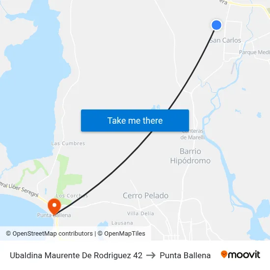 Ubaldina Maurente De Rodriguez 42 to Punta Ballena map