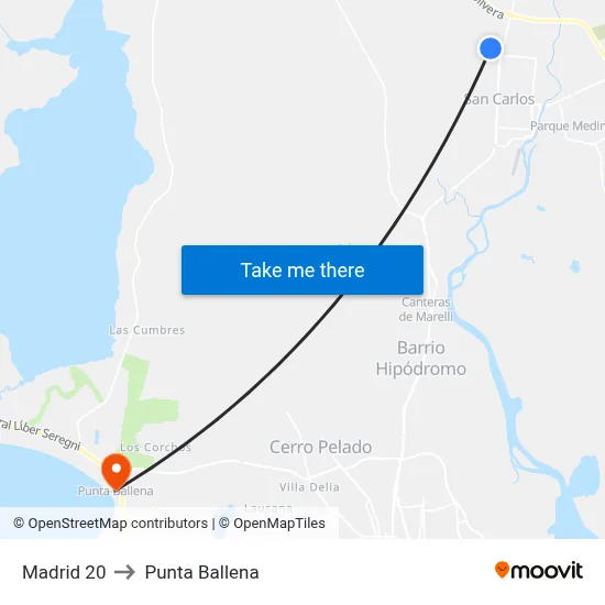Madrid 20 to Punta Ballena map