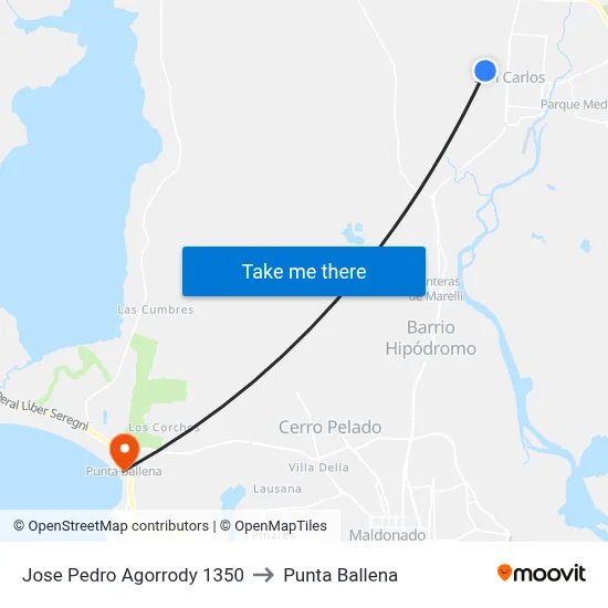 Jose Pedro Agorrody 1350 to Punta Ballena map